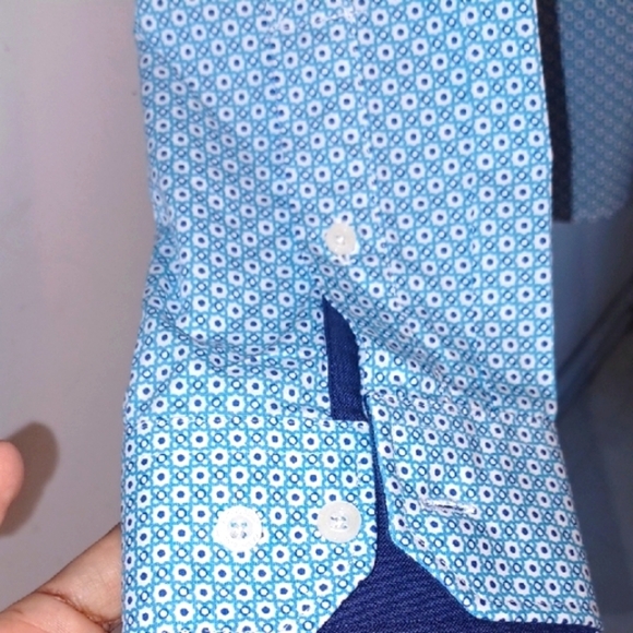 Raging Bull Men's Casual Blue Patterned Slim Fit Shirt, L - Picture 5 of 8